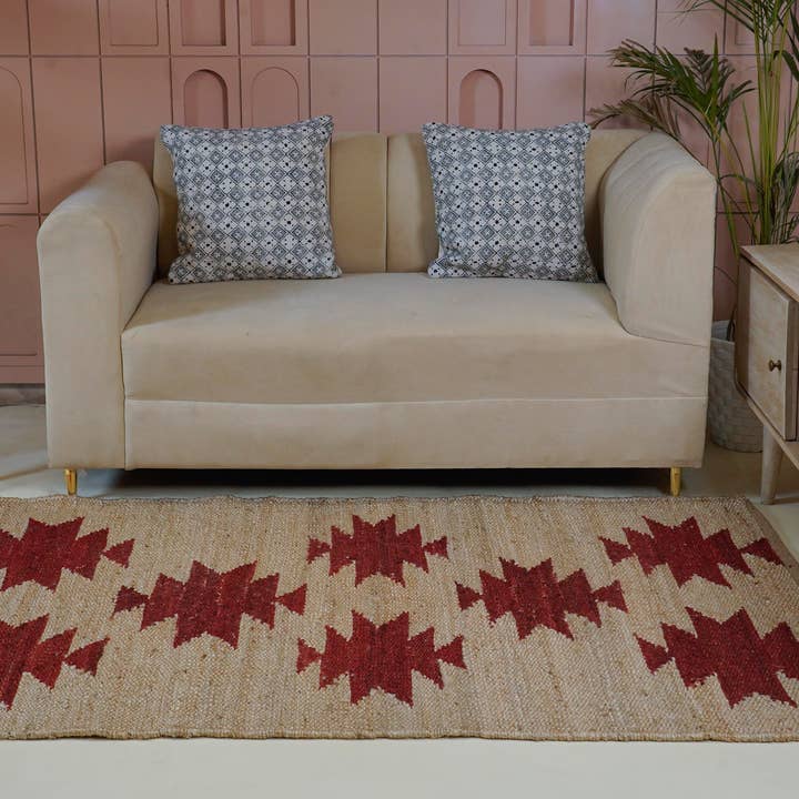 Chouhan Rugs - Wholesale Area rug - Indian Natural Hemp Jute Rug Red Design Rug For Living Home1