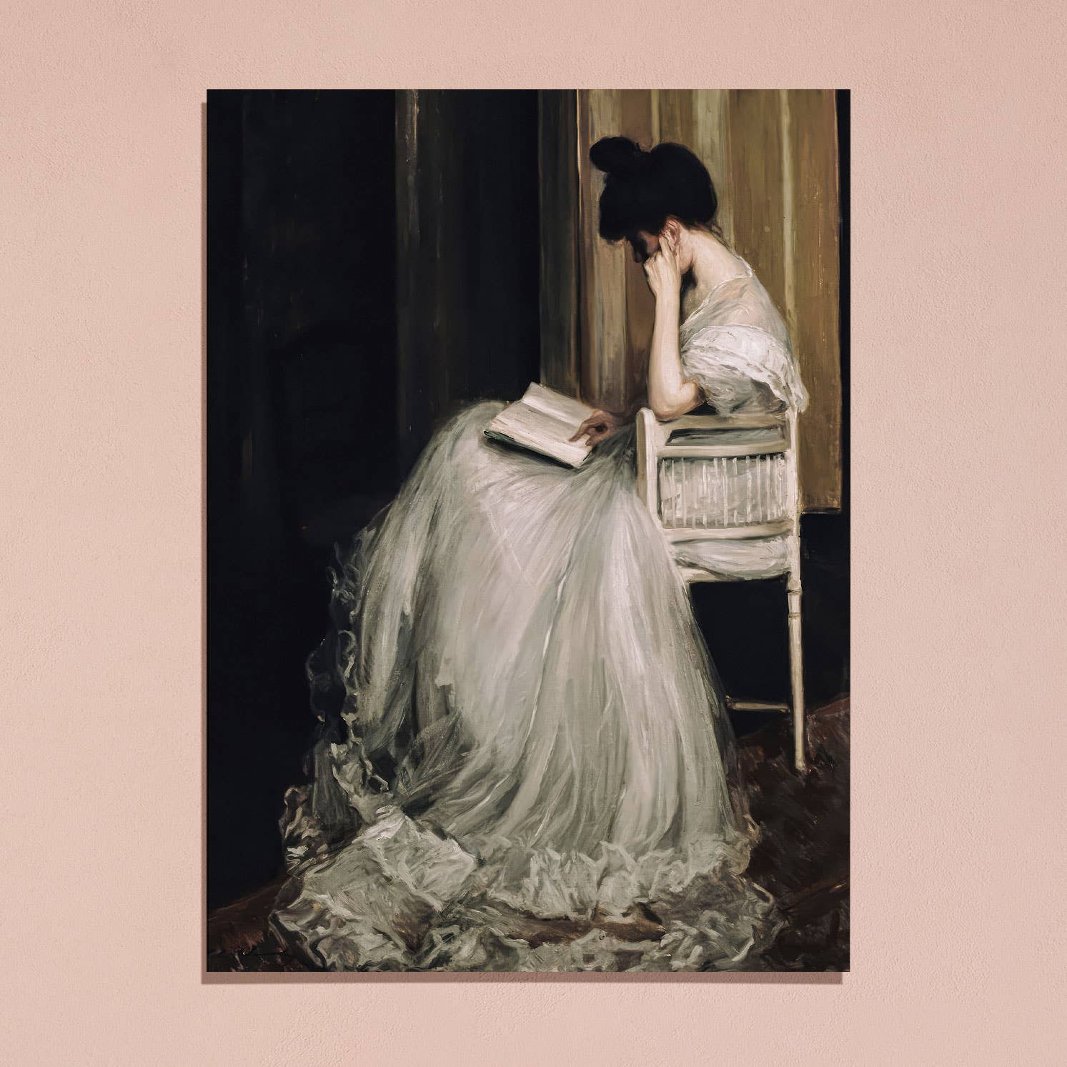 Sugar & Canvas - Wholesale Kunstprint - Europese vintage rustiek meisje dat portretprint leest VP636