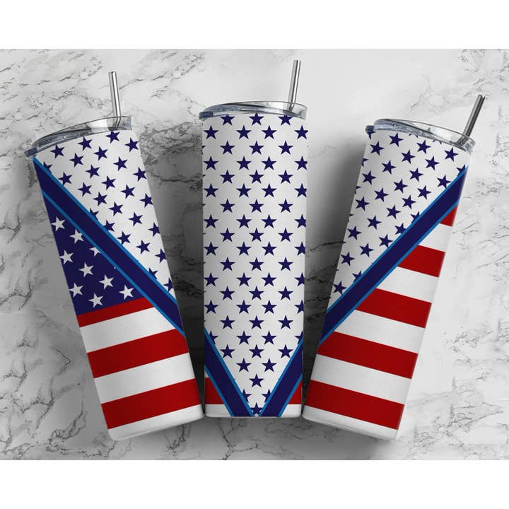 USA American Flag Stars Tumbler for wholesale by Charm Boutique & Designs