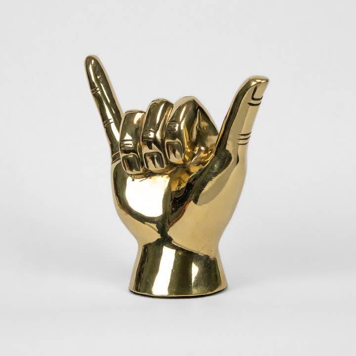 PRIZE - Venta al por mayor Escultura - Escultura de Mano con Señal de Shaka o "Hang Loose" en Latón