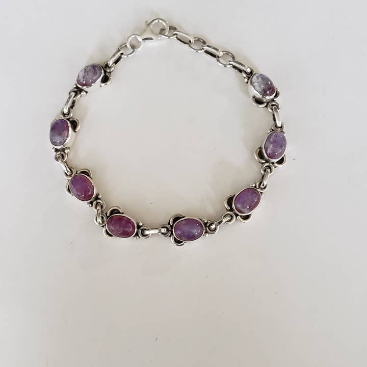 Bracelet en argent sterling 925 avec pierre de lune rose pour la vente par GTG Gems Corp