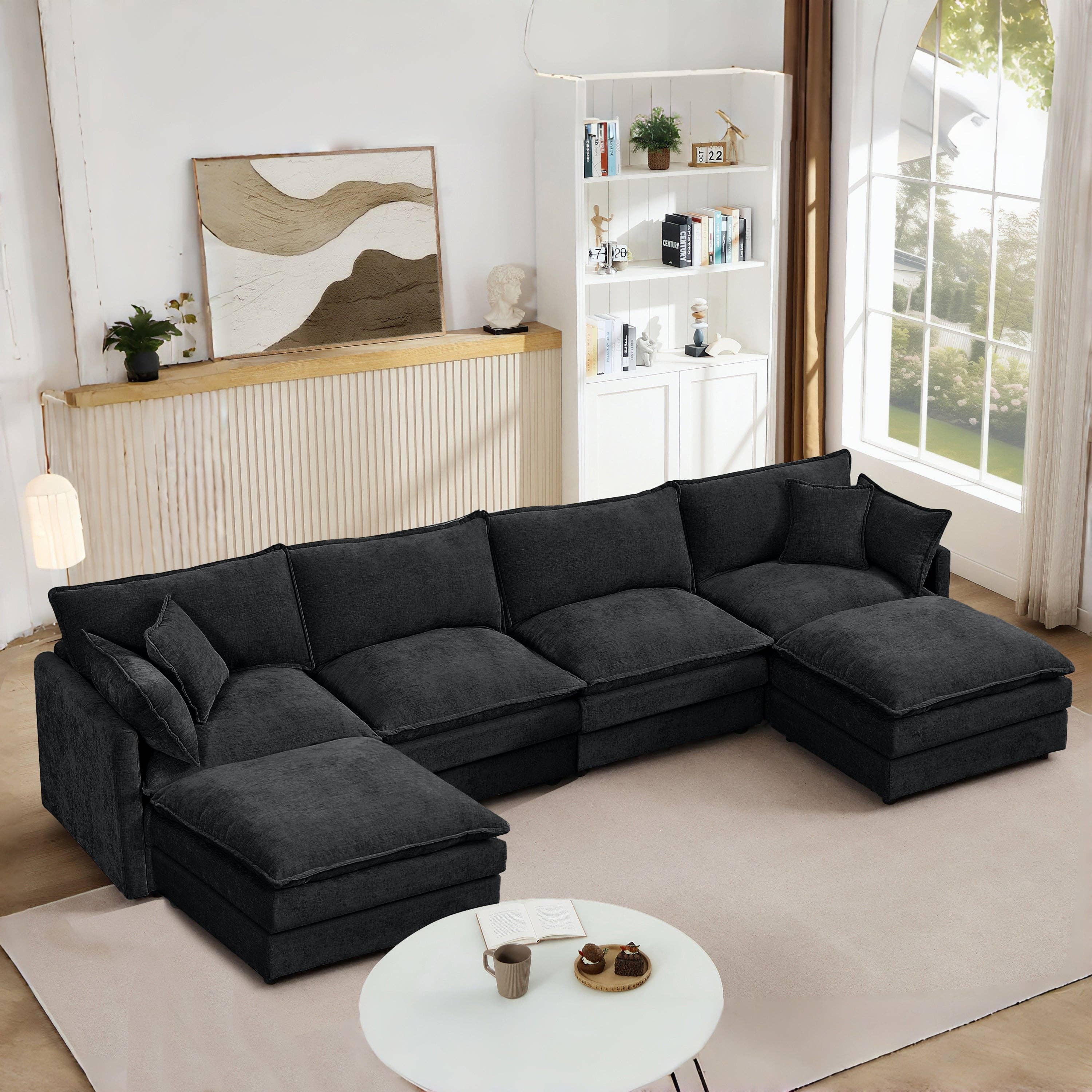 39F Inc. - Wholesale Sofa - Lunara 130" U-Shaped Sectional Sofa w 2 Ottomans,7 Colors15