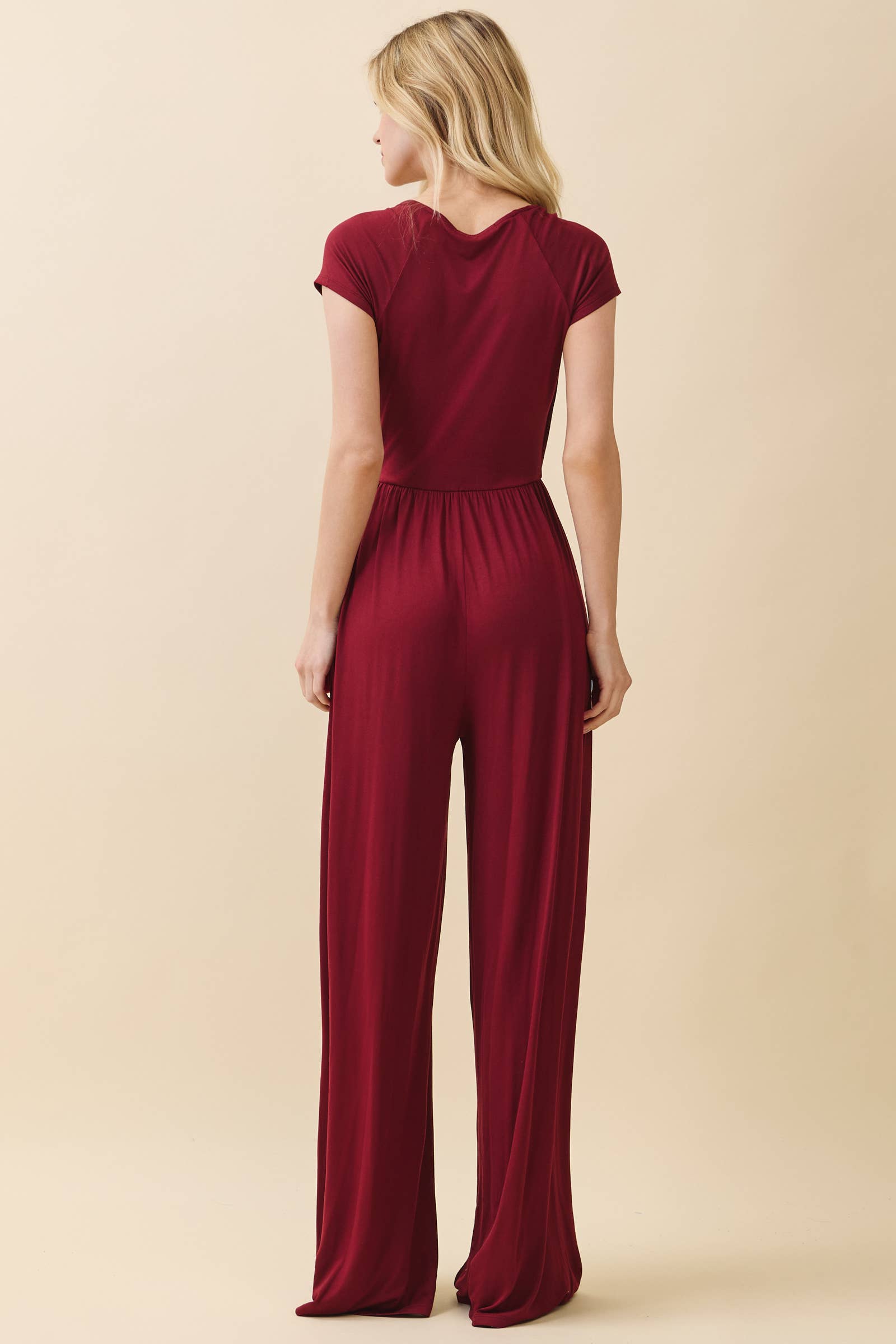 Heart & Hips - Wholesale Jumpsuit - Women's - JR56657 - RUCHED SURPLICE PALAZZO JUMPSUIT6