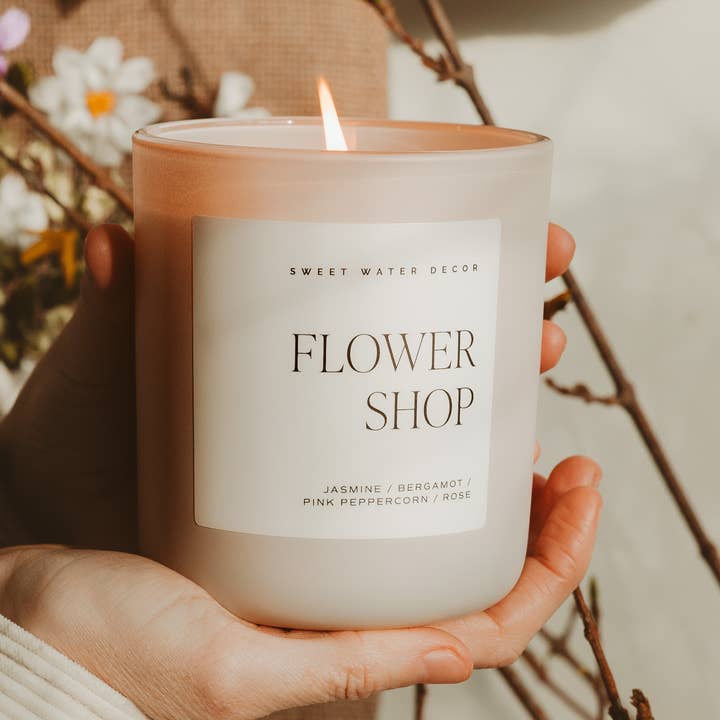 Sweet Water Decor - Wholesale Jar/Filled Candle - Flower Shop 15 oz Soy Candle, Matte Jar - Home Decor & Gifts