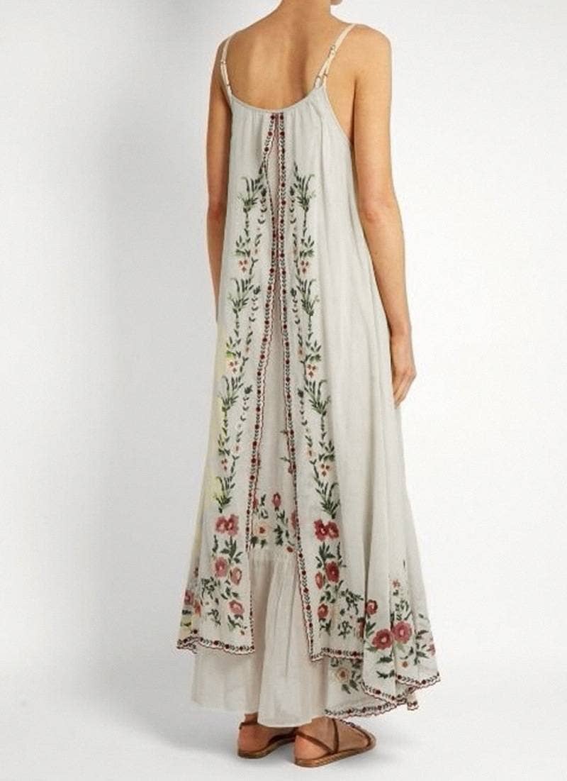 Rosa Clothing - Wholesale Dress - Women's - chic vibe beach resort thin straps floral maxi dress2
