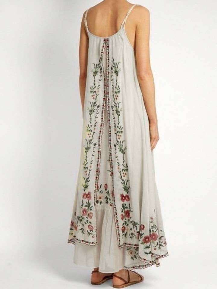 Rosa Clothing - Wholesale Dress - Women's - chic vibe beach resort thin straps floral maxi dress2