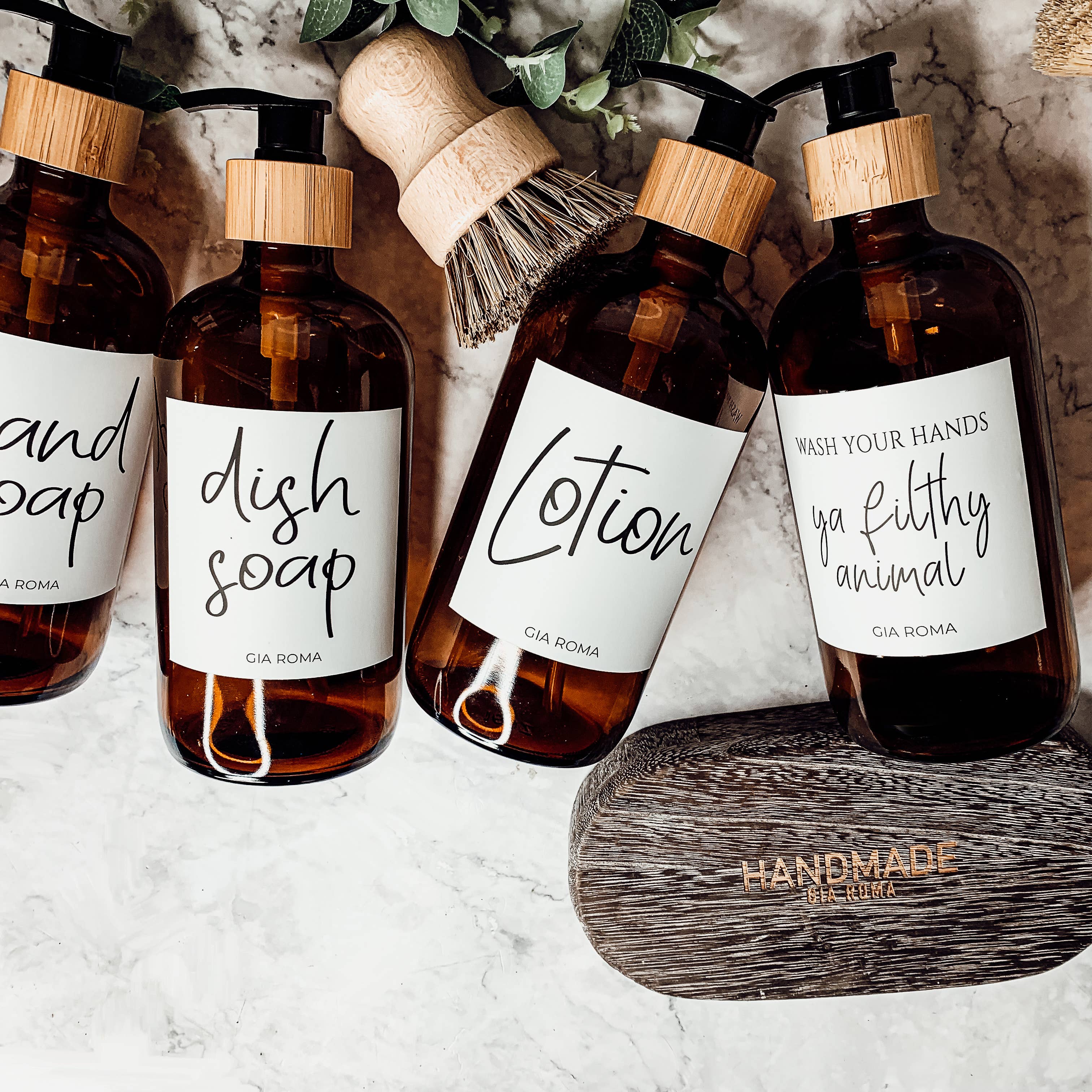 Gia Roma - Vendita all'ingrosso Dispenser per sapone - Dispenser di sapone, flaconi dispenser di ricarica in vetro ambrato da 16 once4