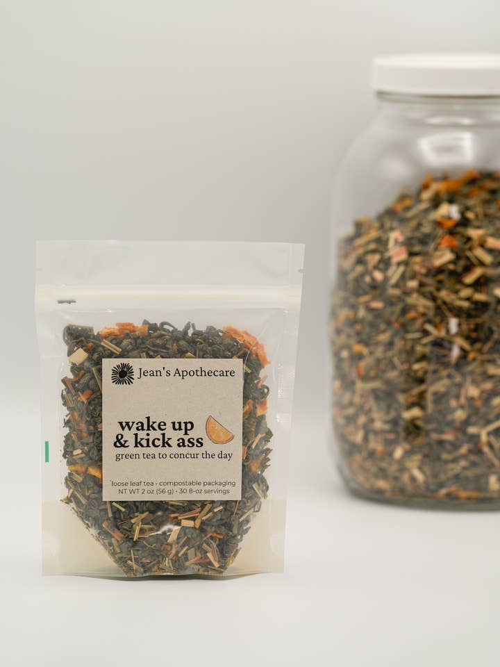 Vakna & Sparka Röv Grönt Te | Komposterbar Förpackning för wholesale av Jean's Apothecare