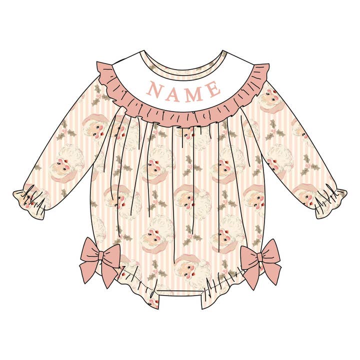 Auraquise - Wholesale Dress - Kids - Girls Christmas Santa Custom Name Smock Embroidery Collection3