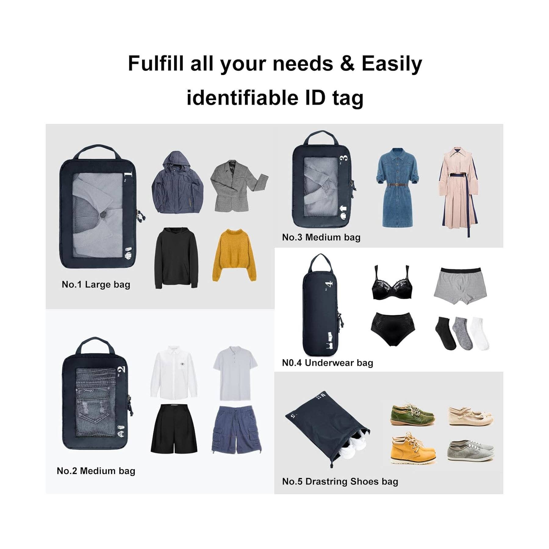 NARWEY INC - Wholesale Packing Cube - 5 Set Compression Packing Cubes for Suitcases Organiser Bags25