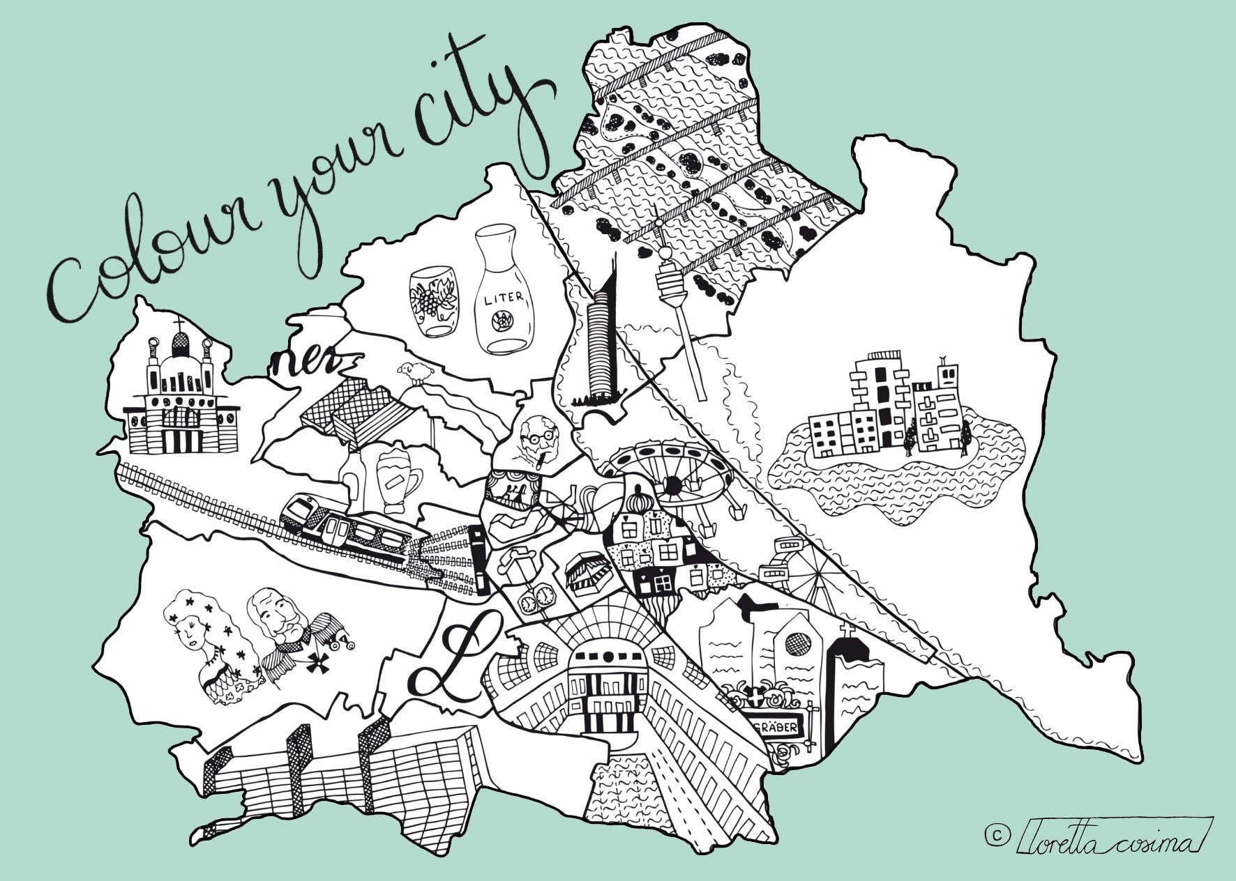 loretta cosima - Wholesale Postcard - Vienna Postcard *Colour your City*5
