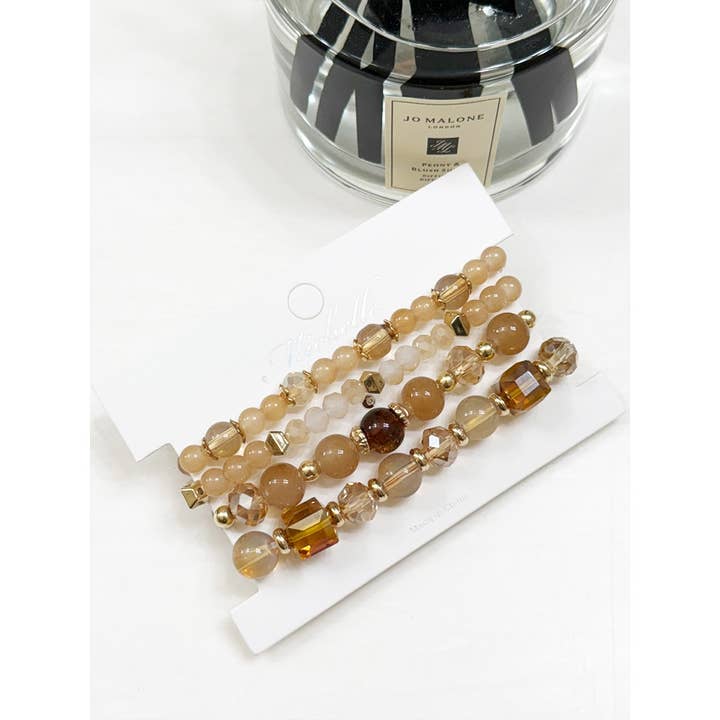 LIGHT BROWN Stacked Beads Faith Inpirational Bracelet for wholesale on Faire