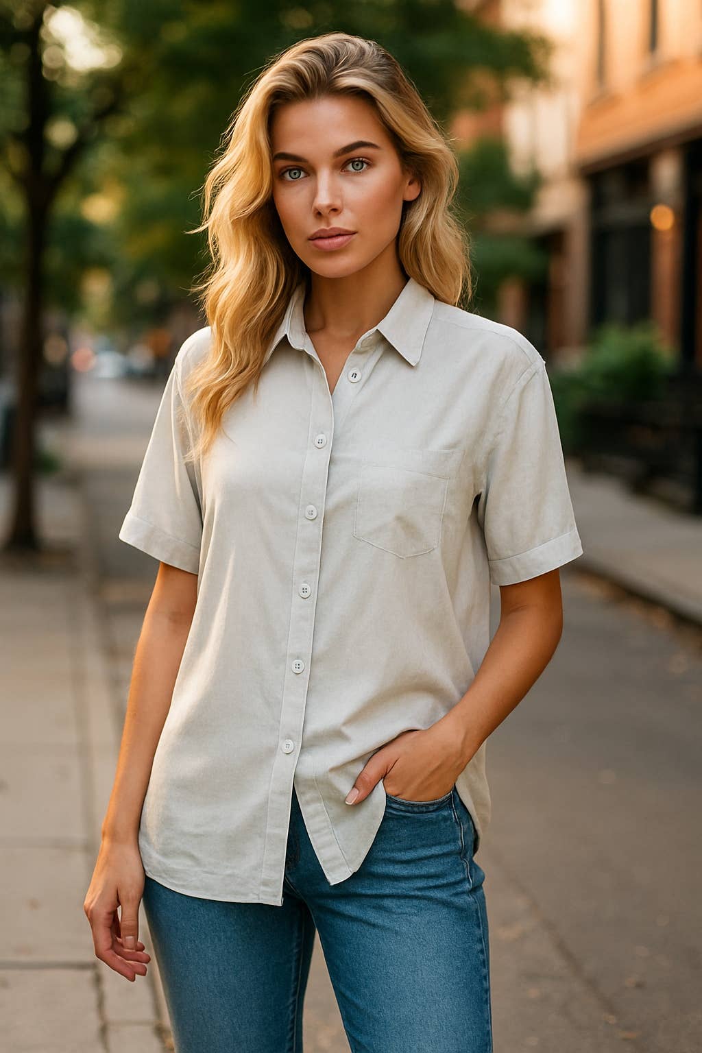 A Woman we Love - Wholesale Button Down Shirt - Women's - Pack of 20 Spring-Summer Blouses – Ultra-Lightweight Fabric 10