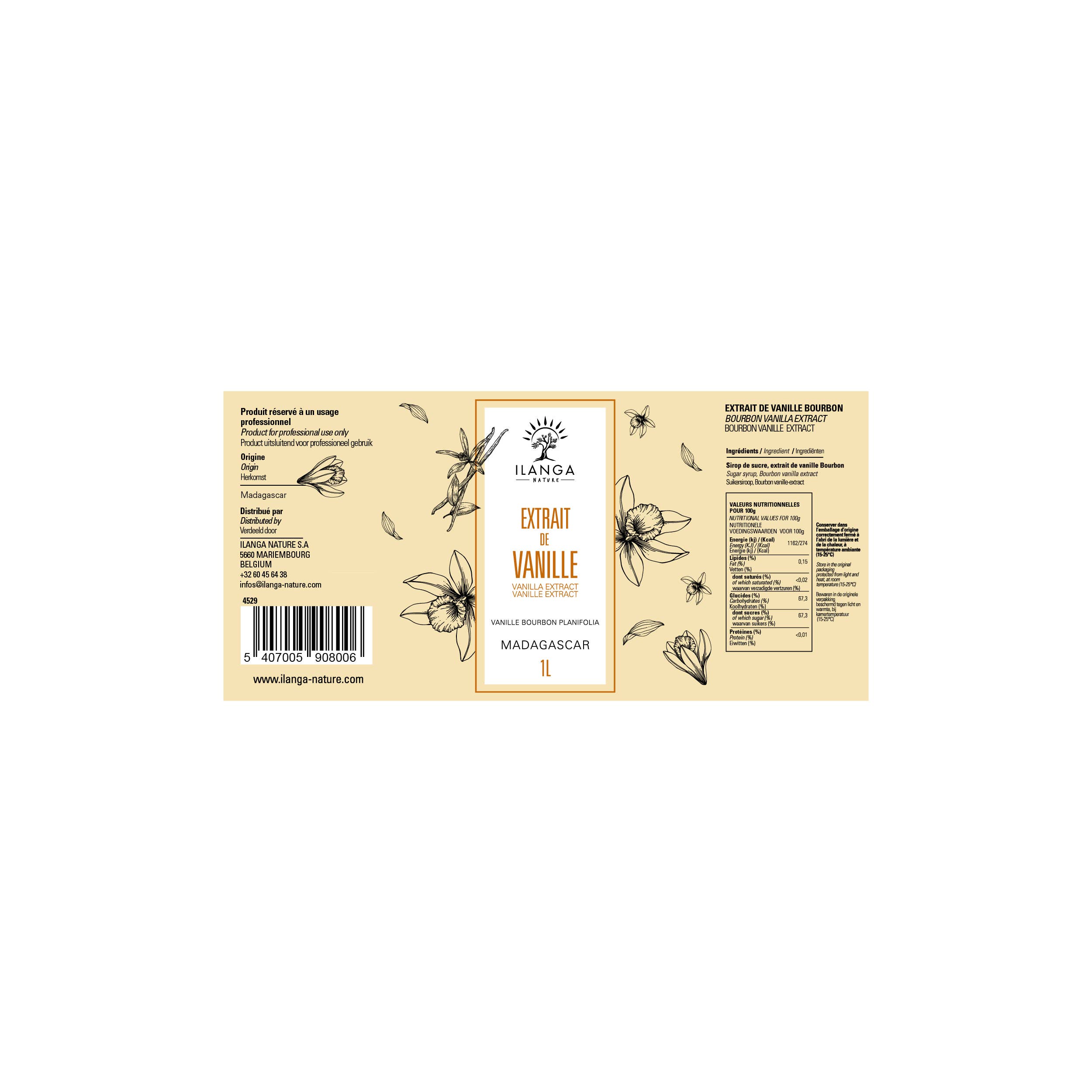 Ilanga Nature - Wholesale Vanilla/Fruit Extract - 1L Vanilla Extract (grain free)1