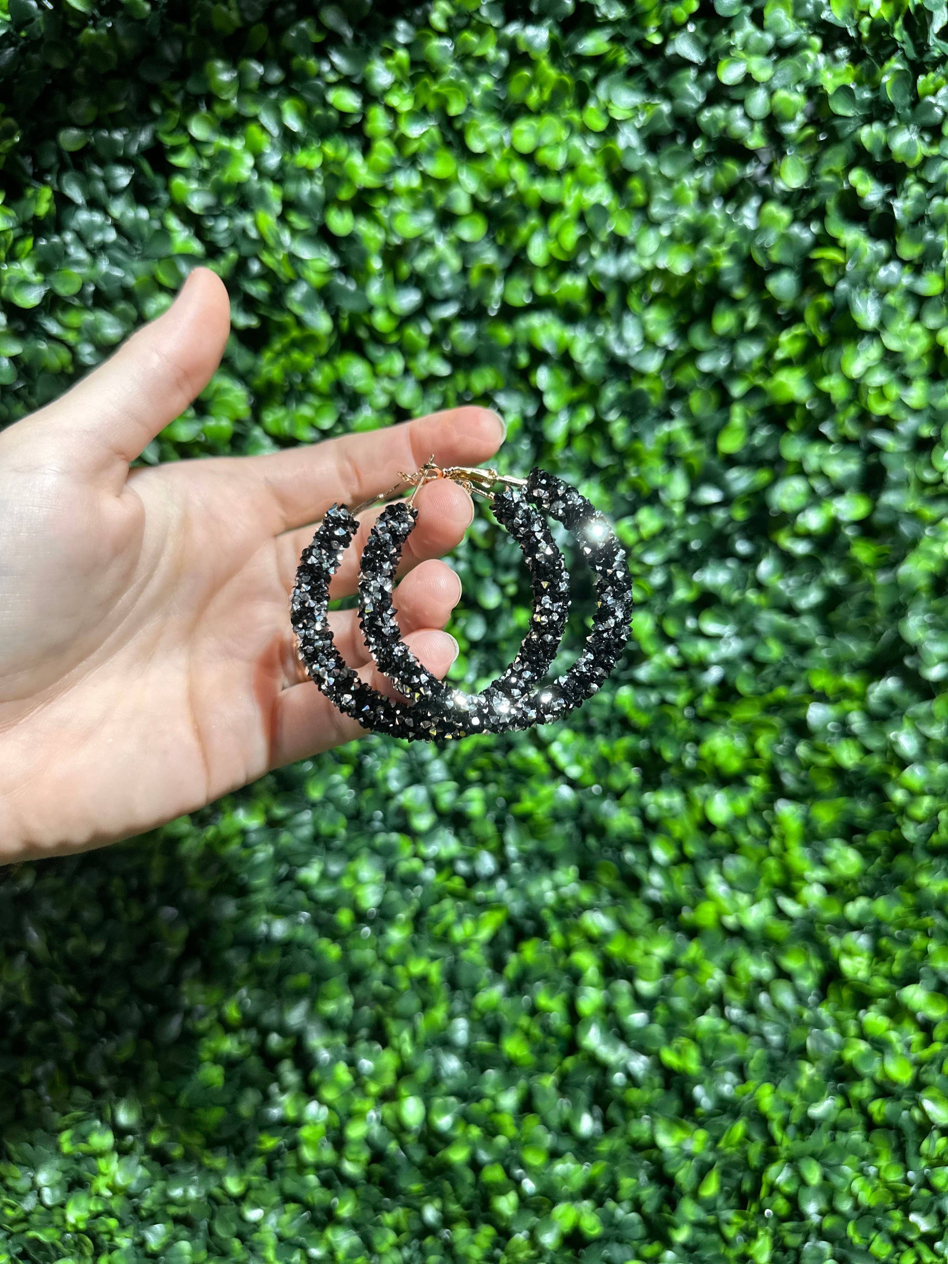 SMR Wholesale – Engroshandel Hoops – Sort & Sølv Glitter Hoops0