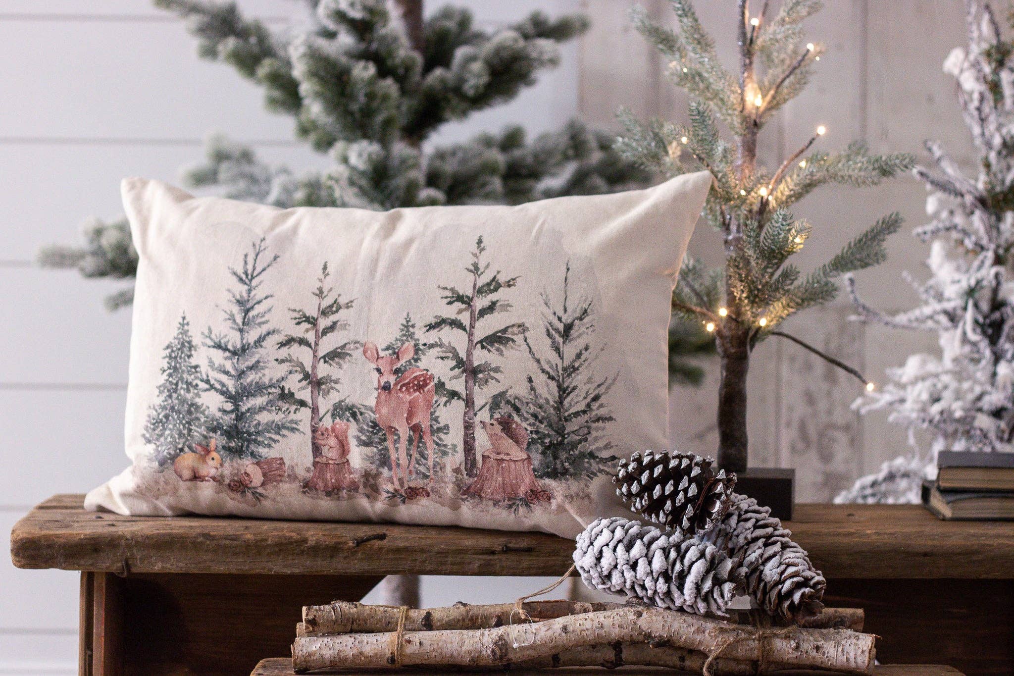 Audrey's Home & Gift - Wholesale Lumbar Pillow - Lumbar Pillow - Winter Animals in Forest (PC)2