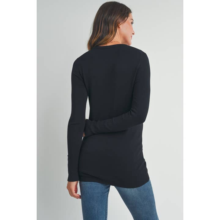 Hello Miz - Wholesale Top - Maternity - Long Sleeve Button Cuff Maternity Knit Top