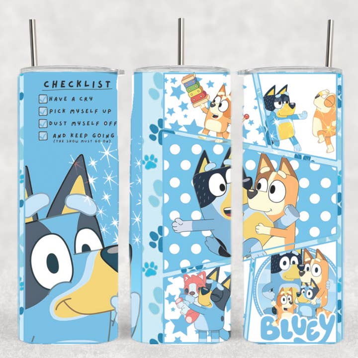 Blue Dog Checklist Cartoon Tumbler for wholesale by The Geek Boutique