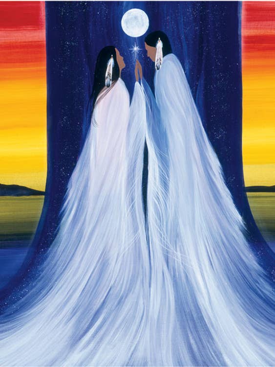 Two Spirits Meet by Betty Albert Art Print for wholesale by Indigenous Puzzles and Art