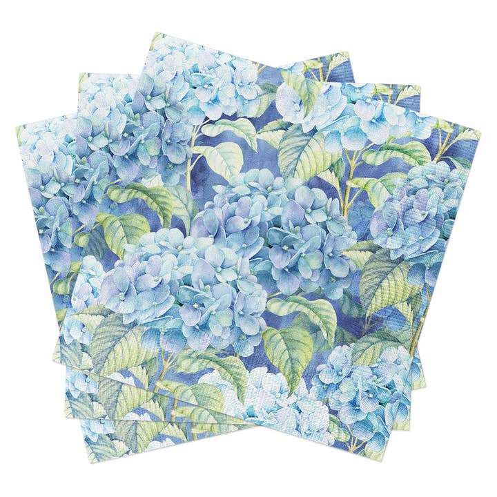 European Excellency - Wholesale Disposable Napkin - Blue Hydrangea Napkins - Floral Paper Napkins