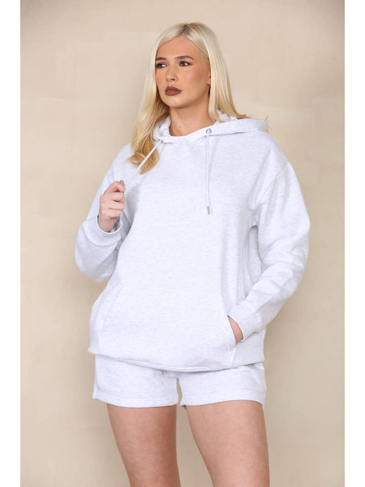 Stylewise Direct - Vente Ensemble de vêtements d'intérieur – femme - Ensemble surdimensionné à capuche et short en polaire