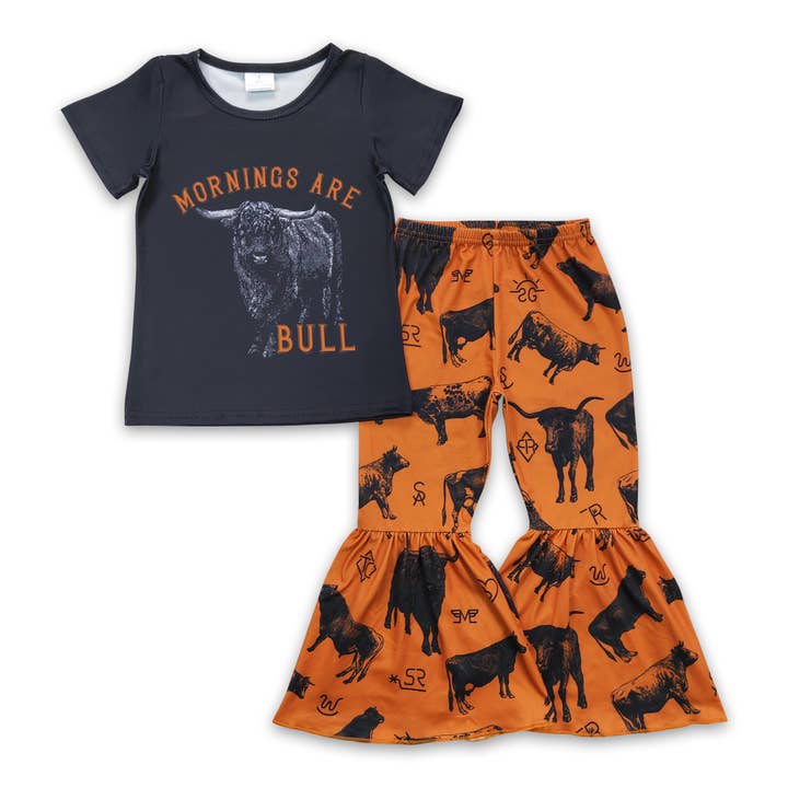 Mornings Are Taureau, pantalon à fond cloche, vêtements western pour filles pour la vente par Yawoo Garments