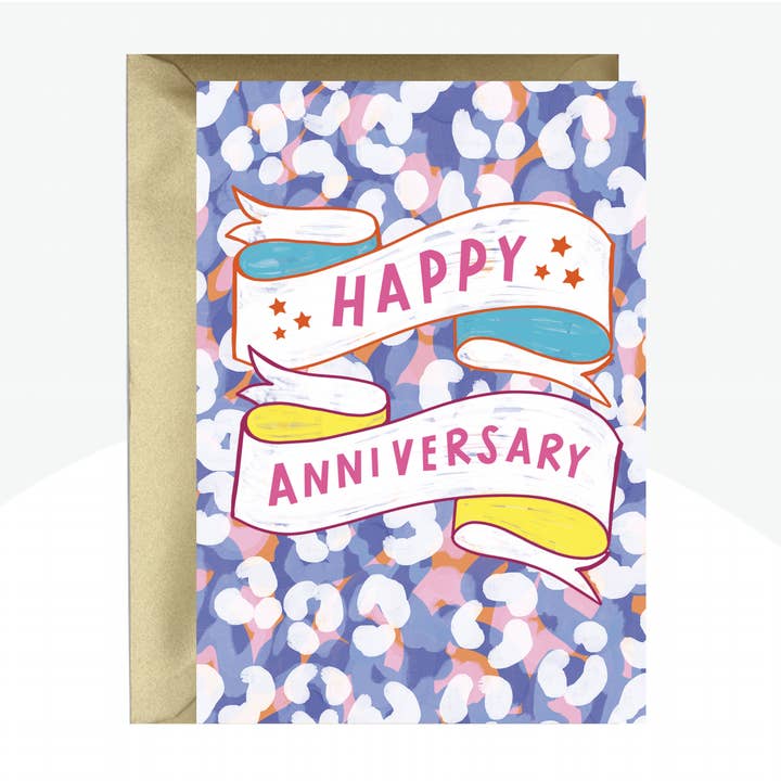 Tillykke med jubilæum Neon Print-kort for engroshandel hos Lottie Simpson