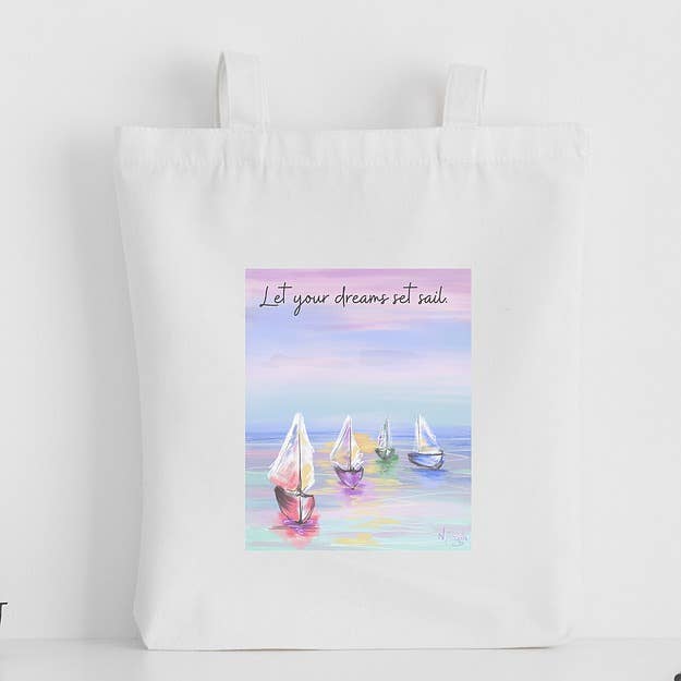 Quote Art Tote Bag, Set Sail for wholesale by H'Art and Design