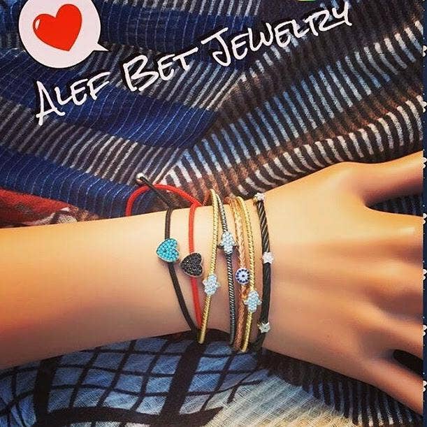 ALEF BET JEWELRY - Wholesale Charm/Dangle Bracelet - Diamond Jewish Star Bracelet in 4 Different Colors3