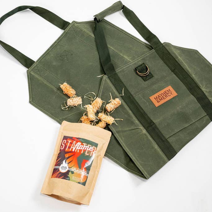 Mayhem & Mercy - Wholesale Storage Bin - Premium Waxed Canvas Firewood Sling Tote Wood Log Carrier
