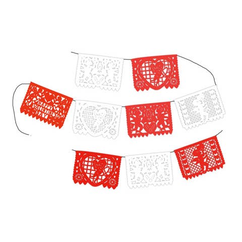 Großes Banner „Papel Picado“ zum Valentinstag, 10 Stück, mit Strand-Motiv, Mexiko für den Großhandel von Tesoros Trading Company