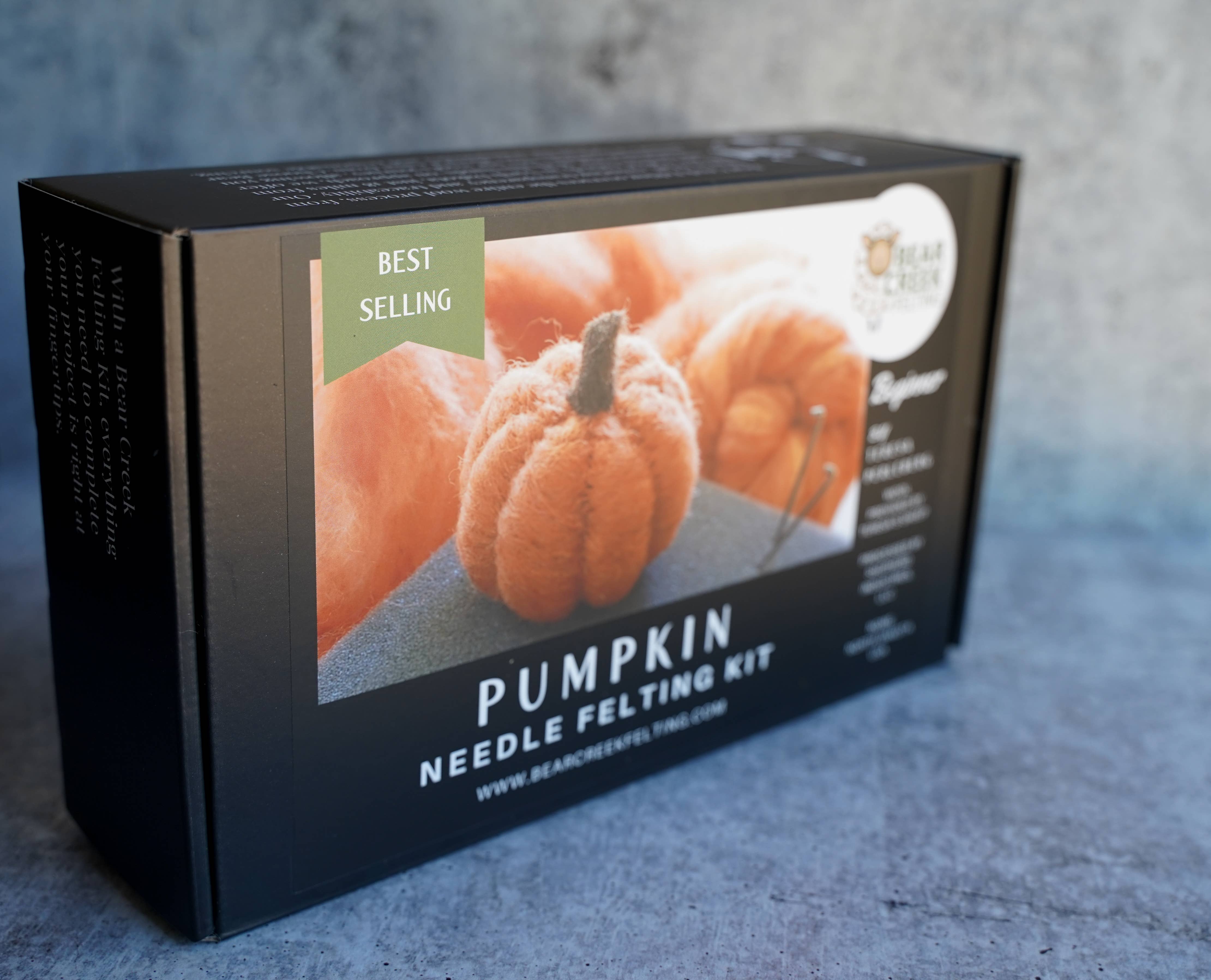 Bear Creek Felting - Vente Kit de bricolage - Kit débutant de feutrage à l'aiguille citrouille4