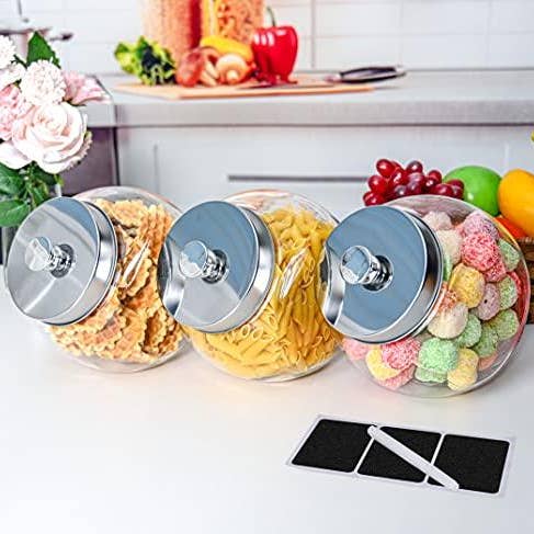 Glass cookie jars for kitchen counter,(3 Pack) 75 oz food storage canisters with plastic airtight lids - pantry organizer, candy jars for candy buffet, fruit -coffee canister, laundry detergent holder for wholesale by Le'raze