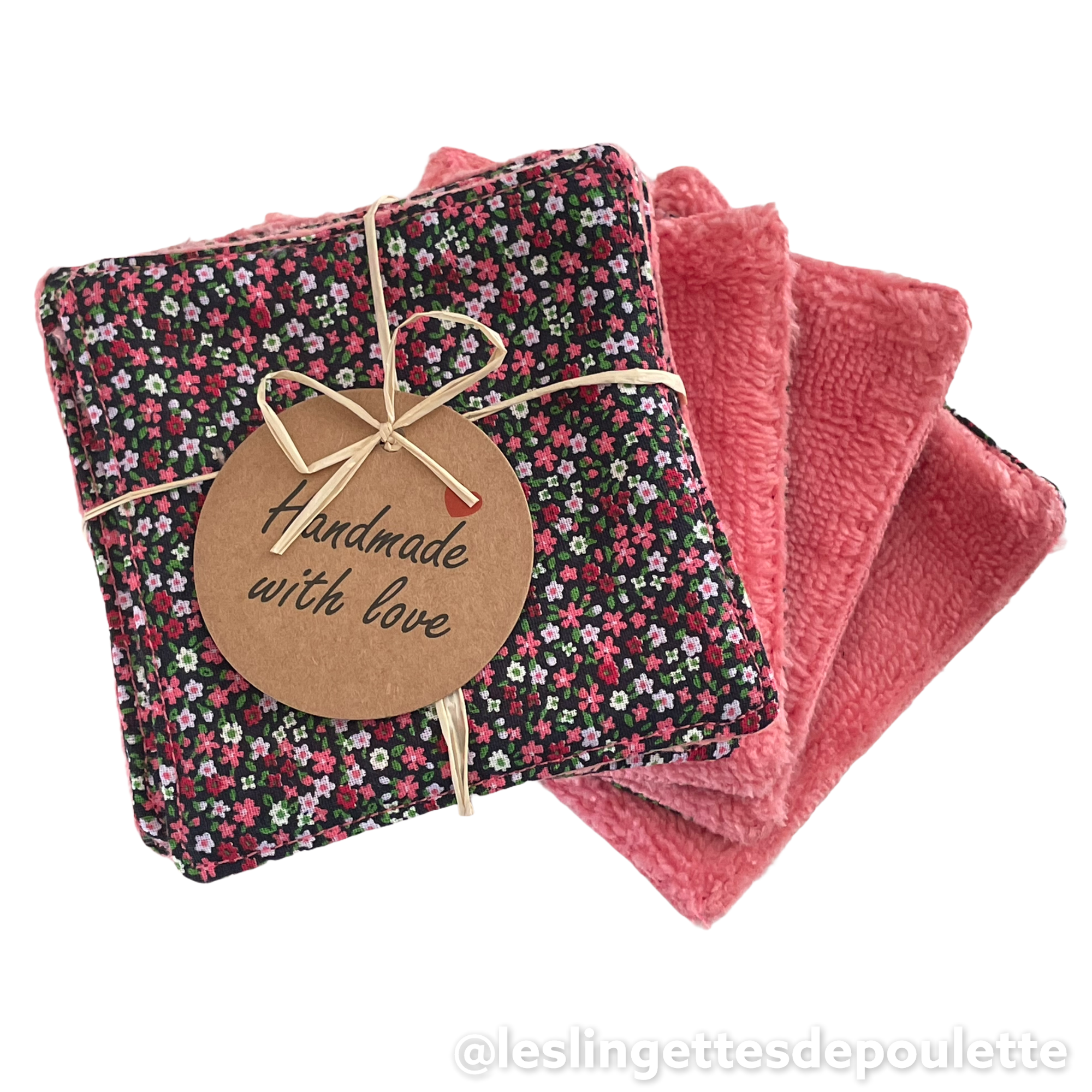 Les Lingettes De Poulette - Wholesale Makeup Remover - Set of 5 washable makeup remover wipes “Fleuries”3