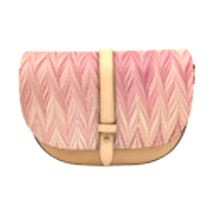 Gemarmerde Italiaanse Leren Schoudertas - Roze voor wholesale door Elegant Italian