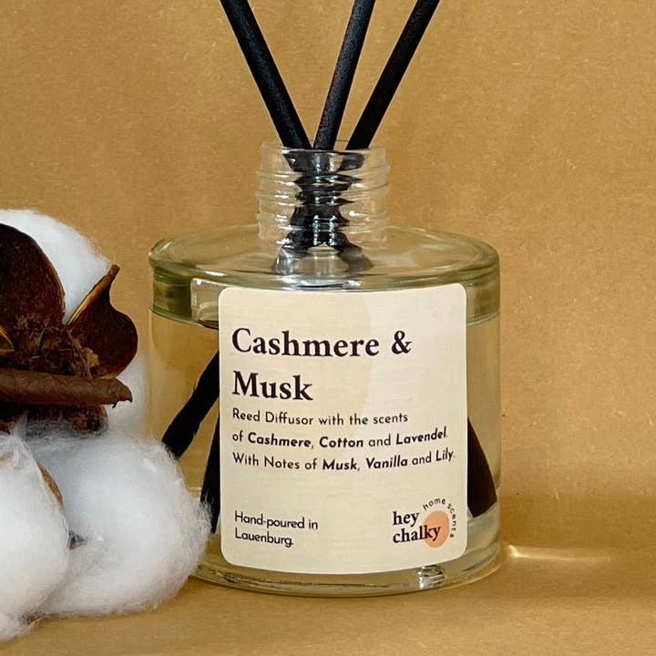 Cashmere & Musk Reed Diffusor 100ml | Tillverkad i Tyskland | Handgjord för wholesale av Hey Chalky GmbH