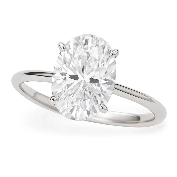 3 Carat Oval Lab Grown IGI G/VS1 Diamond Solitaire Ring in 10K White Gold for wholesale by RubyAnn Jewelry