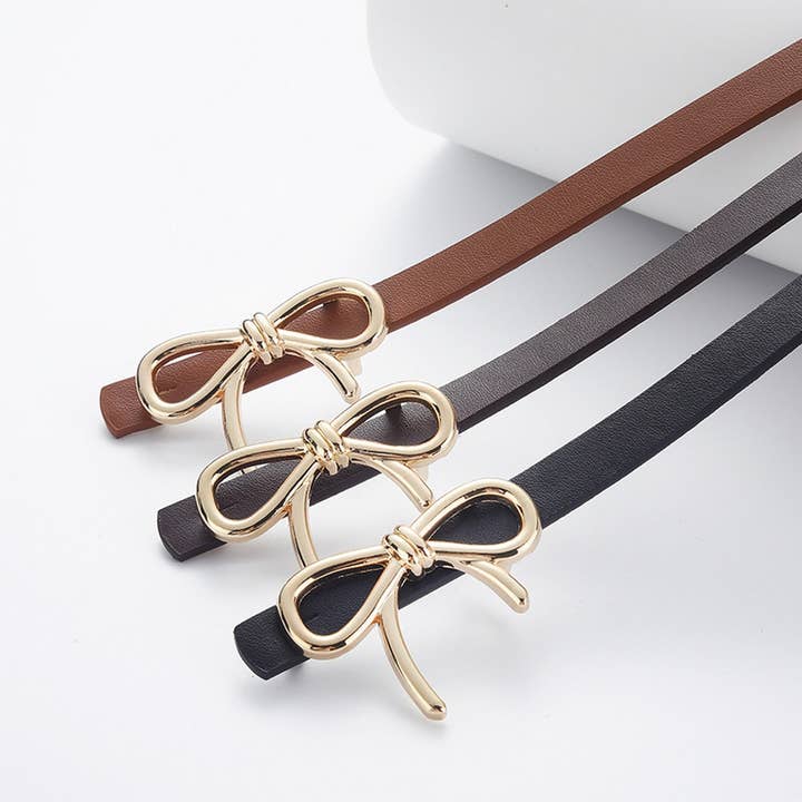 ACCITY - Wholesale Belt - Women's - Bow PU Leather Skinny Belt | Elegant Waist Cincher_CWABE0616