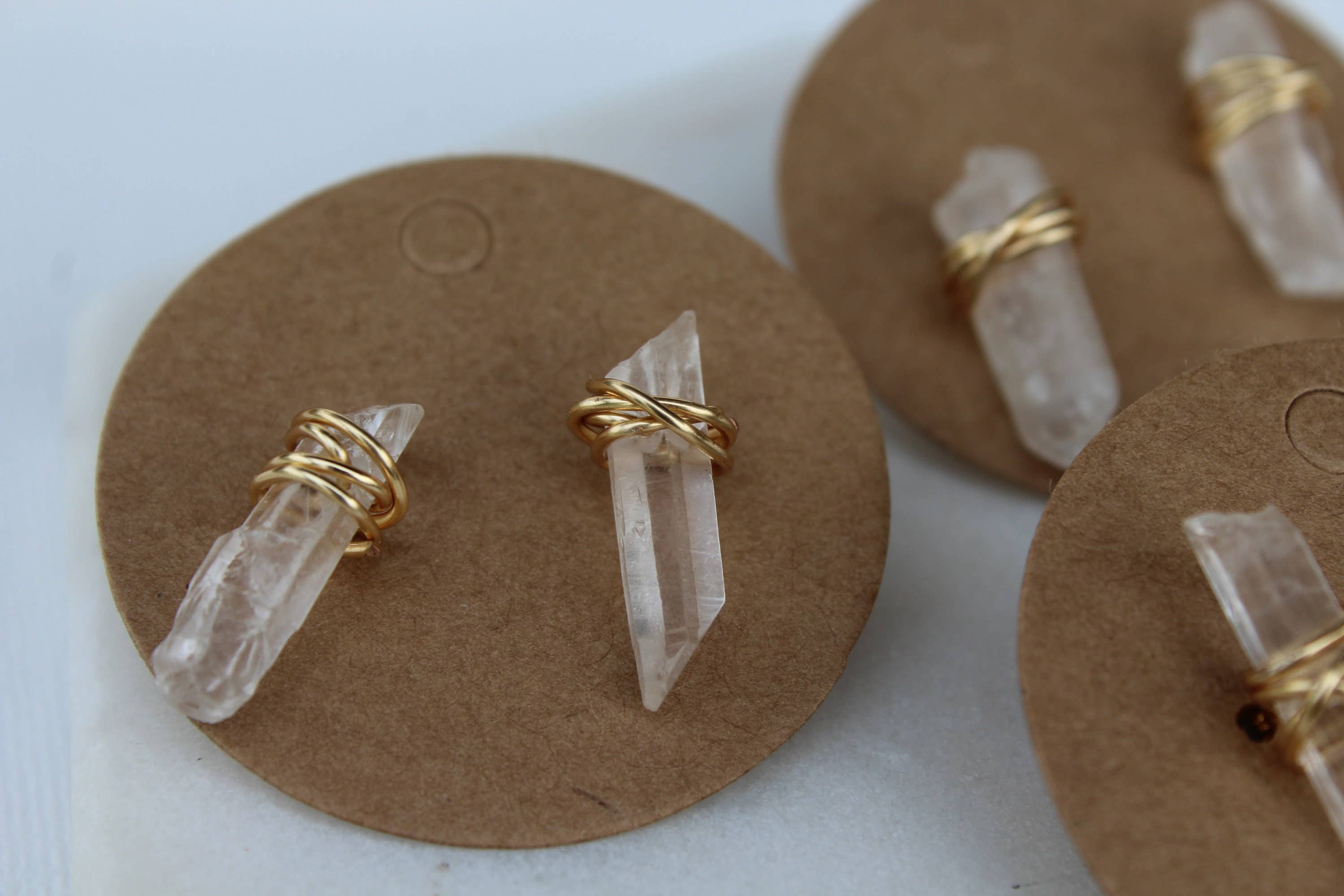 Style by Kenz - Wholesale Stud/Post Earrings - Quartz Crystal Wire Wrap Stud Earrings3
