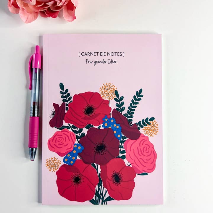 Avril & Novembre - Wholesale Notebook - A5 Notebook - Perfect Binding - Anemones & Roses
