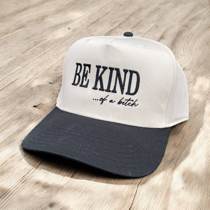 Be Kind of a bitch Vintage Trucker Hat | Black/Tan for wholesale by Happi Style