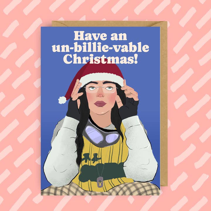 The Queer Store - Wholesale Christmas Card - Billie Eilish Christmas Card | Xmas | Pop Star | Pop Music