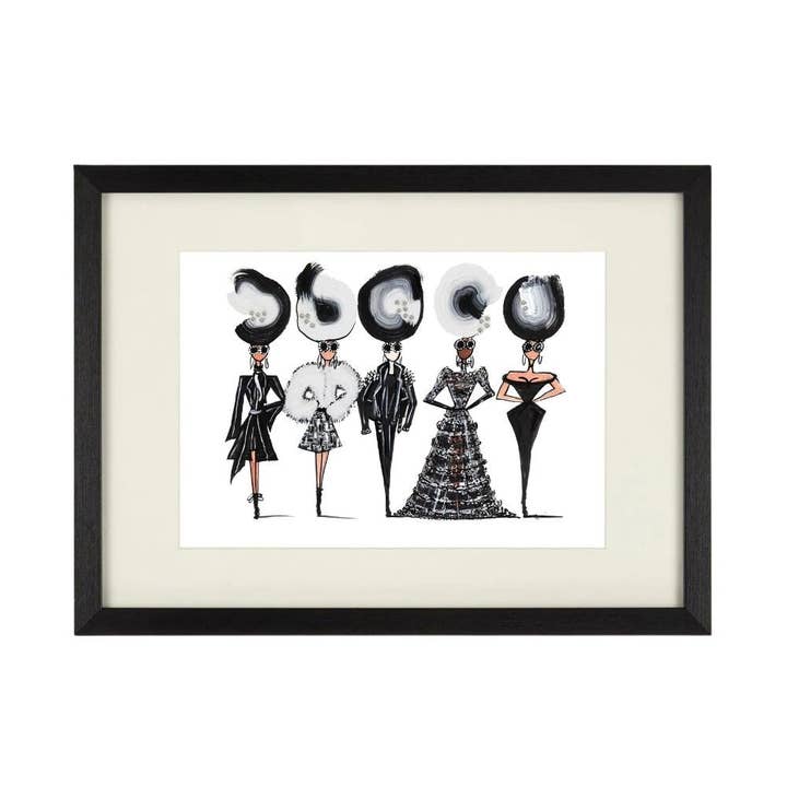 MADAME NOIR Stampa A4 in edizione limitata, incorniciata in nero per la vendita all'ingrosso da parte di Charlotte Posner