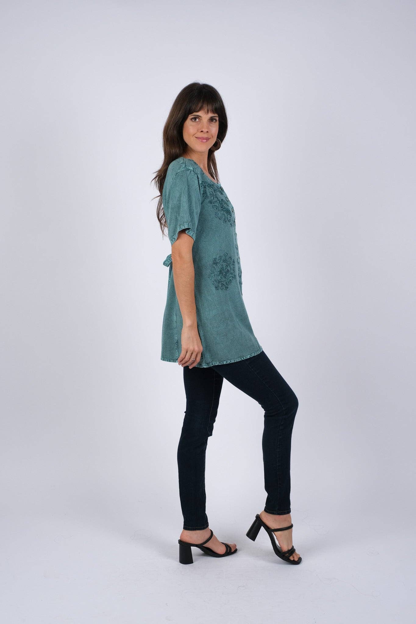 Sacred Threads - Wholesale Tunic - Women's - Embroided Sea Button Up Top2