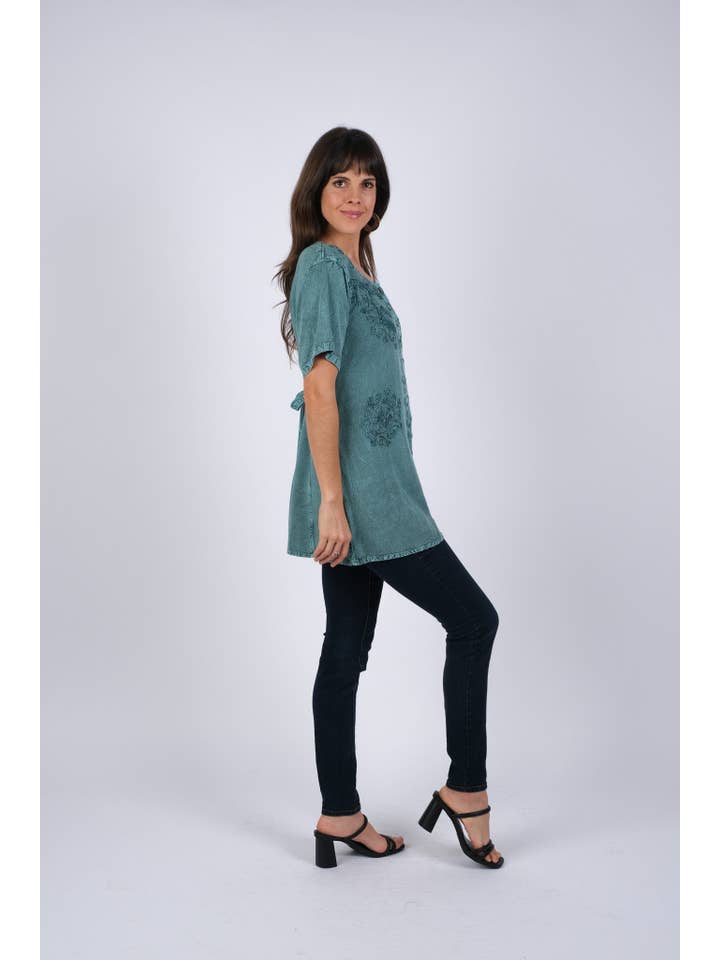 Sacred Threads - Wholesale Tunic - Women's - Embroided Sea Button Up Top2