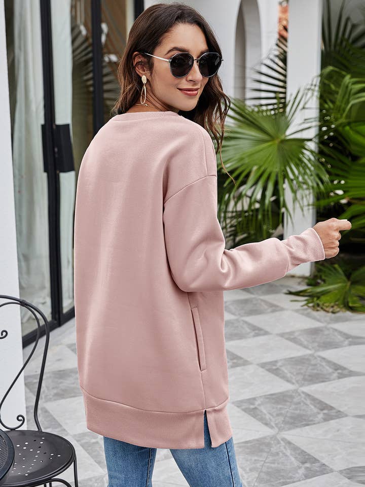 Lily Clothing - Wholesale Hoodie - Women's - ROUND NECKLINE POCKET LONG CASUAL LOOSE HOODIE17