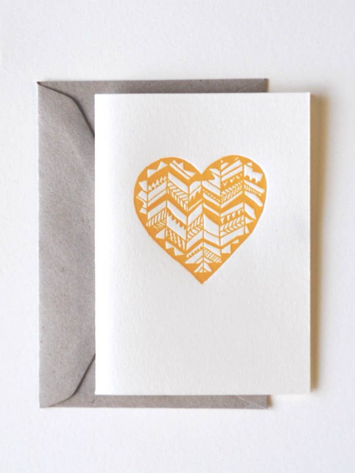 Tribal Heart - Orange Greeting Card for wholesale by THE LITTLE PRESS