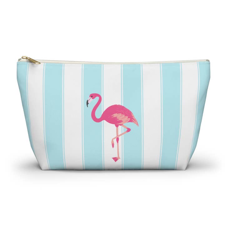 Pink Flamingo Cabana Accessory bag. T bottom pouch for wholesale by Lyn Roma