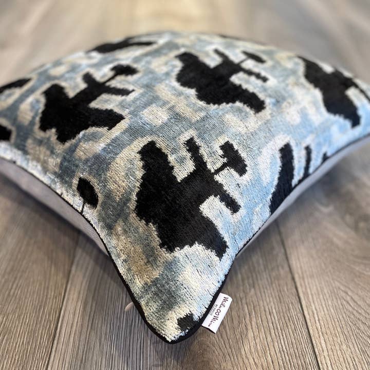 Mila∞Miro by Emelie - Wholesale Throw Pillow Cover - Velvet Ikat Cushion Butterflies | Velvet Ikat Pillow Butterflies