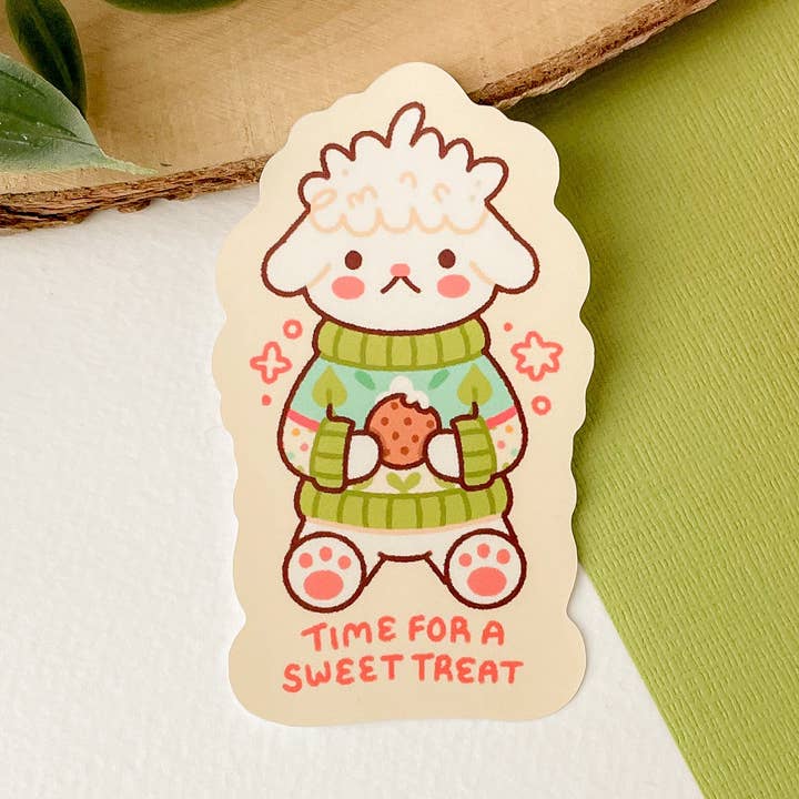 Zeit für eine süße Leckerei (Lamm) - Matte Vinyl-Aufkleber für den Großhandel von Laurel Mae Art